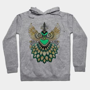 Beautiful elegant peacock in green colors Hoodie